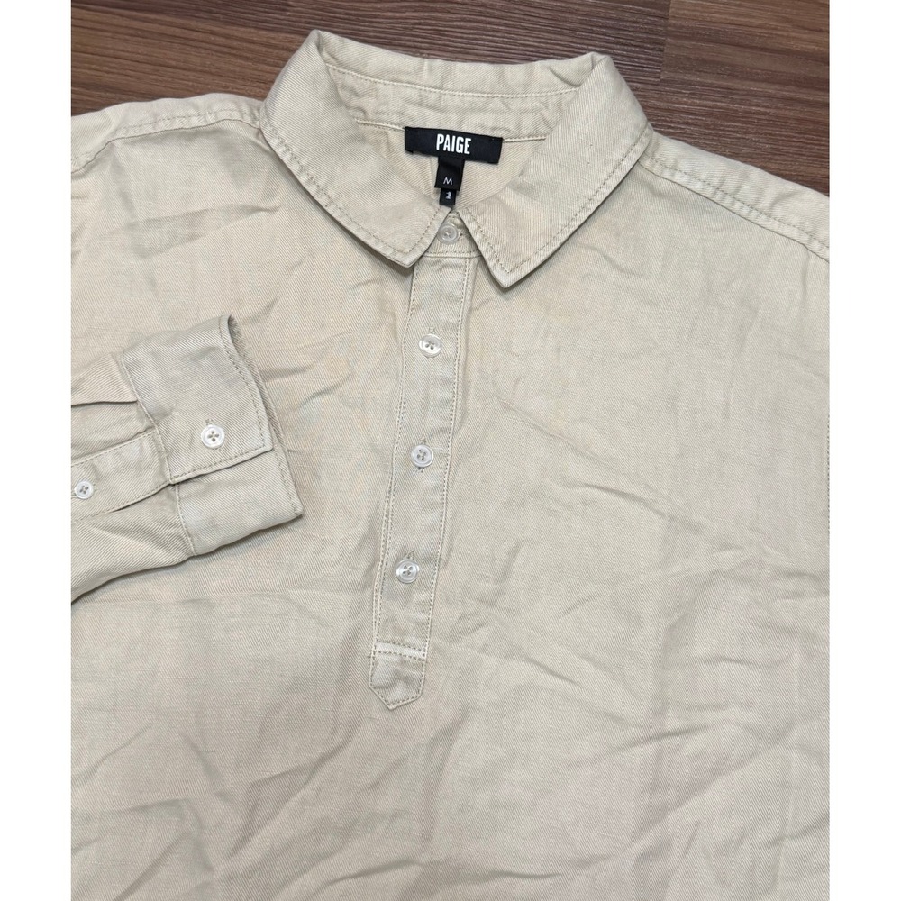 Paige Arney Popover Linen Blend Shirt Vintage Oatmeal (Tan) Men's Sz M